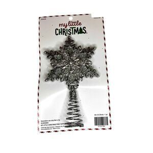 Silver Snowflake Mini Tree Topper Christmas Glitter Decor Metal Spiral New With